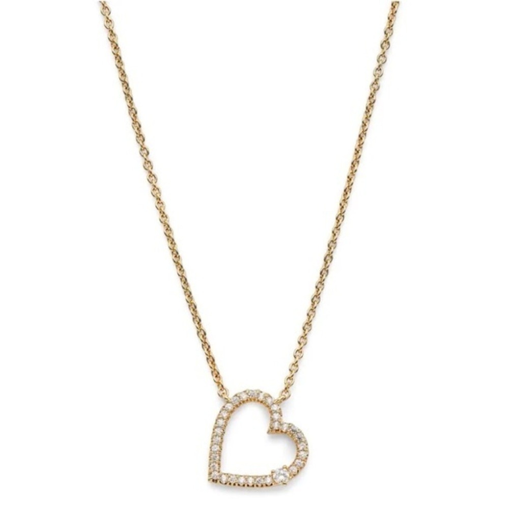 NEW W/ Box Womens Ajoa by Nadri Gold Open Heart Pendant Necklace Dainty Feminine - Picture 2 of 3